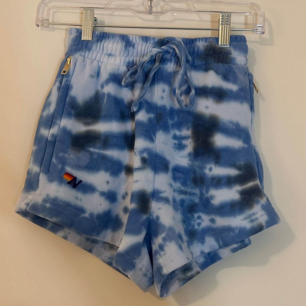 Aviator Nation Blue Tie-Dye Athletic Shorts